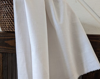 White. Linen fabric by the yard. Linen-cotton blend.  Fabric for clothing, curtains, home décor, DIY projects.