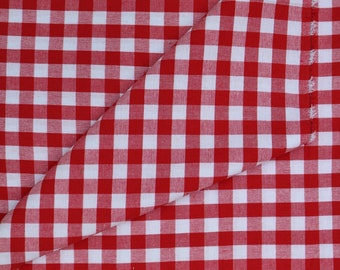 Linen fabric by the yard. Gingham checks 1/2 in. Fabric for clothing, curtains, home décor, DIY projects.