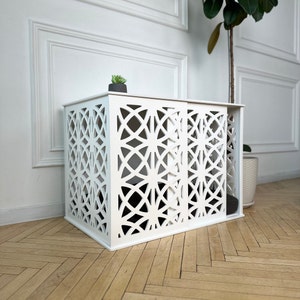 Elegant Dog Crate Furniture | Stylish Indoor Kennel | Customizable Wooden Dog House | Pet Bed Included | Wooden Dog House  |  Dog House