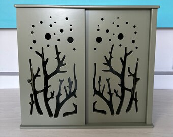 Modern Olive Green Wooden Dog Crate | Sliding Door Kennel Furniture