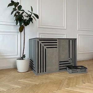 Modern Dog Crate | Indoor Dog Kennel With Sliding Door | Dog Crate Furniture | Cozy Space For Dog | Decorative Dog House | Wooden Dog Kennel