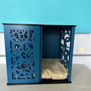 Wooden Dog Crate | Indoor Dog Kennel With Cushion | Dog Crate Furniture | Cozy Space For Dog | Decorative Dog House | Modern Dog Kennel
