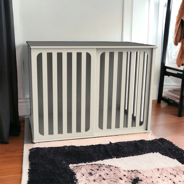 Dog Crate Furniture | Stylish Indoor Kennel | Modern Dog Crate | Cozy Space For Dog | Decorative Dog House | Wooden Dog Kennel