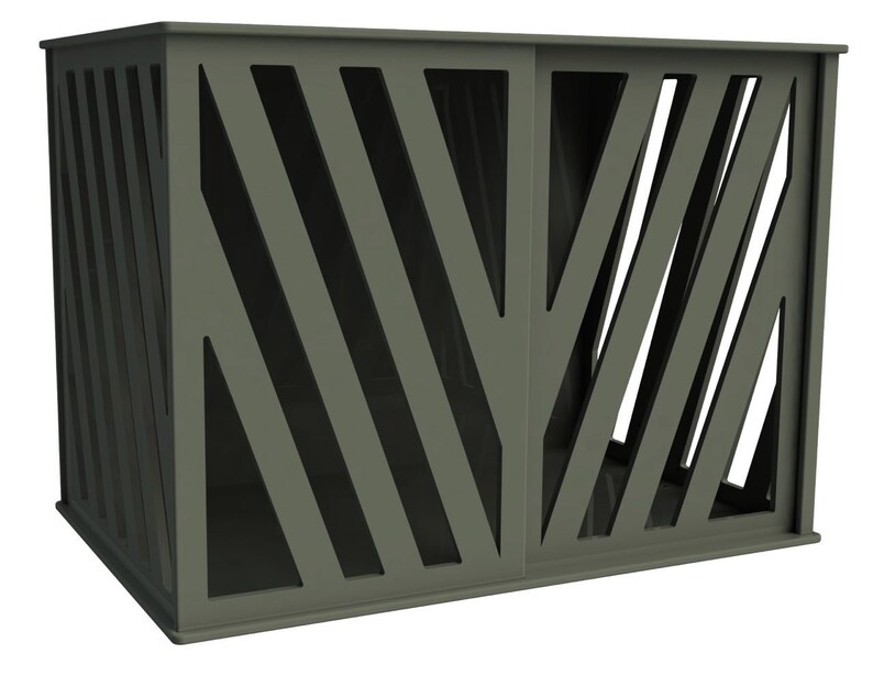 Modern Wooden Dog Crate | Decorative Indoor Kennel - Etsy - Wooden Dog Crate With Decorative Attachment