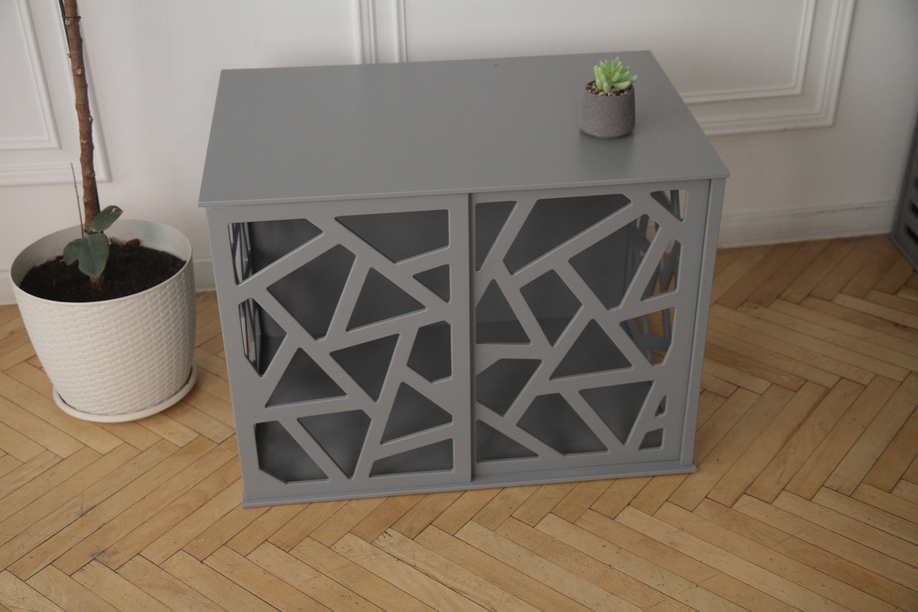 Modern Wooden Dog Crate | Decorative Indoor Dog House - Etsy