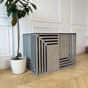 Wooden Dog Kennel | Cat furniture | Cat House | Indoor Dog Kennel With Sliding Door | Dog Crate Furniture | Cushioned Dog Crate | Dog Kennel