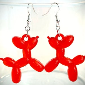 Balloon Dog Dangle Earrings - Fun, Nostalgic, Quirky, Funky, 90s inspired, Colorful, Translucent, Texas Seller