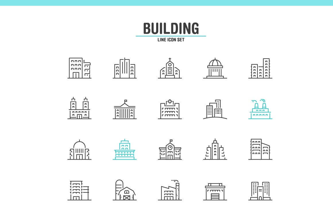 40 Home & Building Line Icons. Various File Formats Including Ai / Eps ...