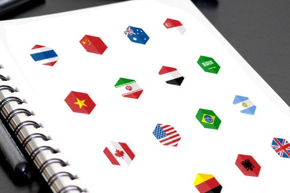 192 Flag of the World Icons Hexagon Design. Flat Design World