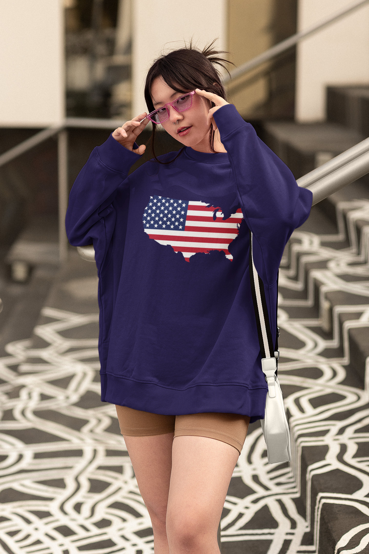 アメリカ国旗の地図。白黒の SVG、EPS、PNG によるリアルカラー
