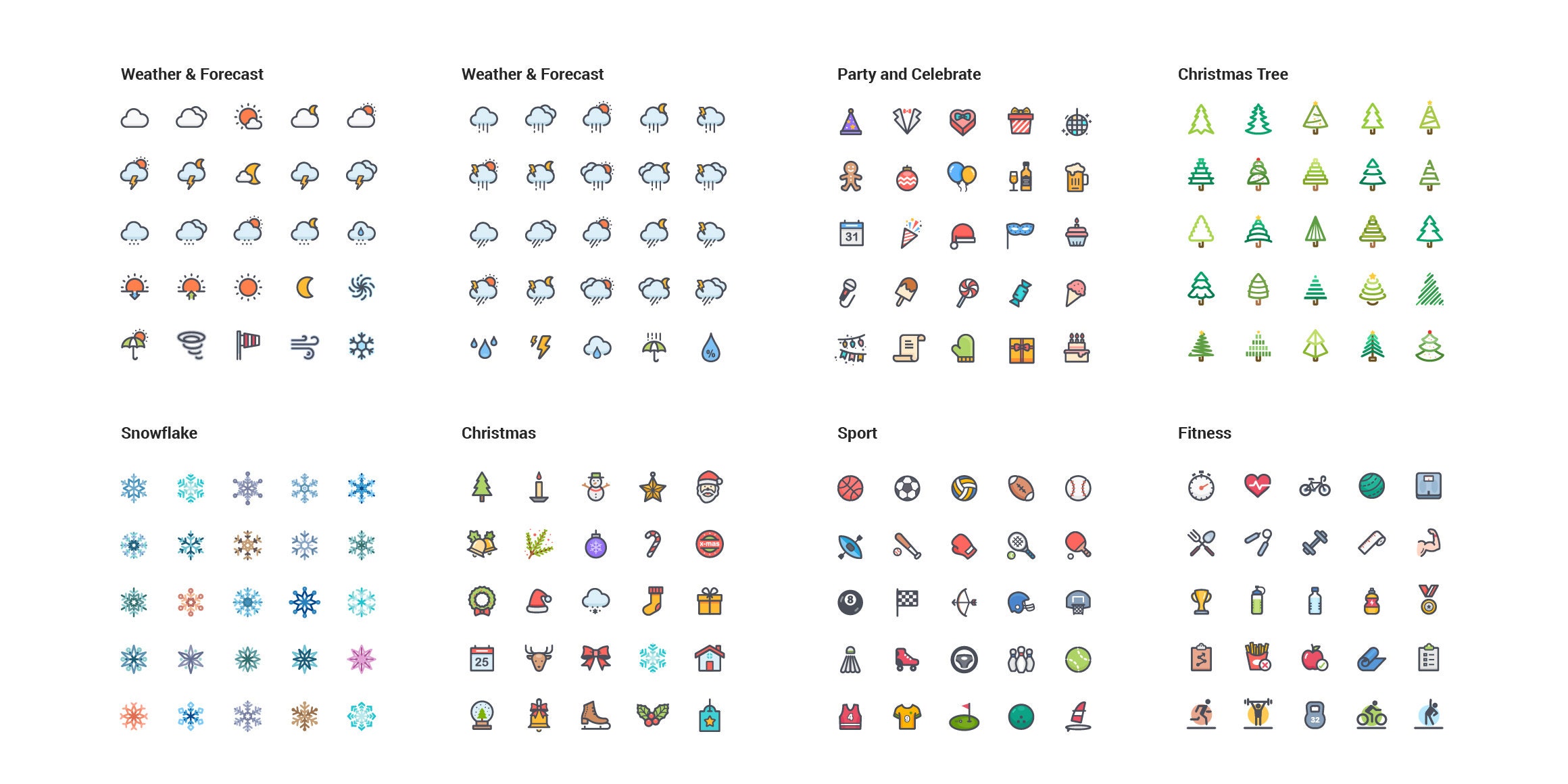 1500 SVG Line With Color Icons Pack. Universal Icon Bundle. Unique and ...