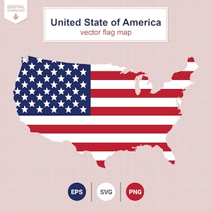 Mapa de la bandera de América. Color real con SVG, EPS y PNG en blanco y negro. Mapa de bandera de Estados Unidos Cricut y aislado.