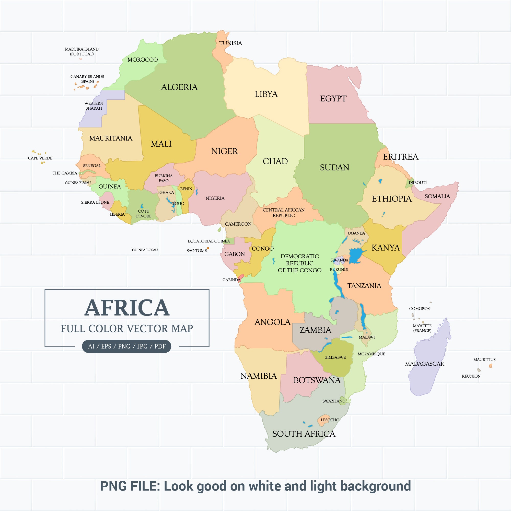 digital-africa-map-full-color-with-states-printable-poster-large-size-and-a4-pdf-screen-view-size-and-vector-illustrator-editable-etsy