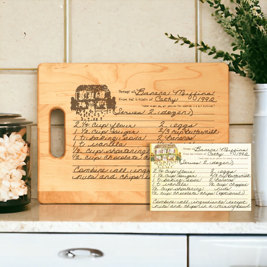 Personalized Cutting Board, Handwriting, Handwritten Recipe, Cutting