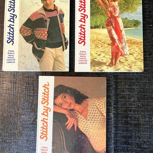 Stitch By Stitch- A Home Library of Sewing, Knitting, Crochet and Needlecraft -Vintage Step by Step Pattern Books, Vols 9, 10, & 12, 1985-86