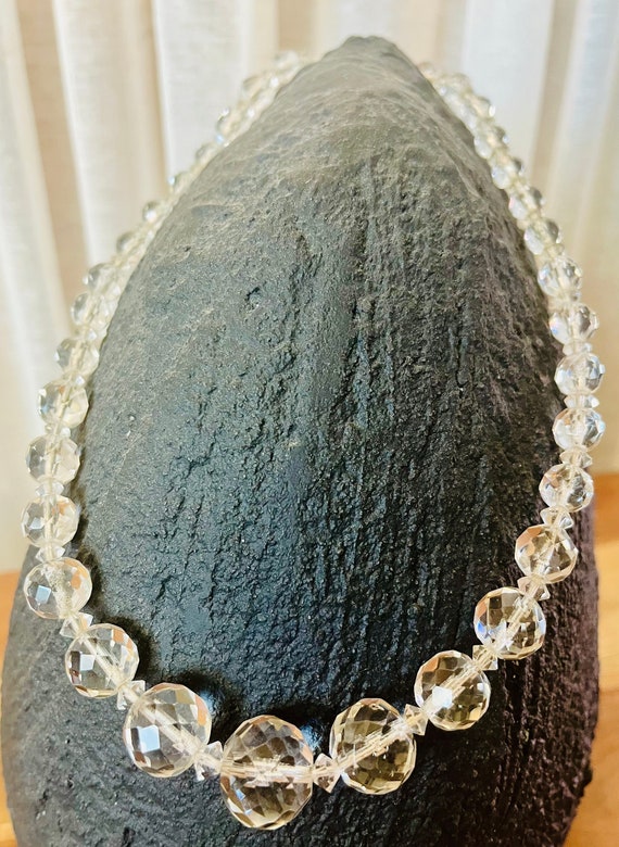 Vintage Art Deco Faceted Crystal Beaded Necklace,… - image 8
