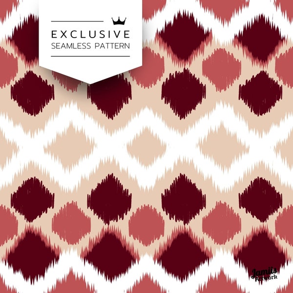WARM IKAT | Seamless pattern | Burgundy , Geometric , knit style | digital paper file | 3600x3600px | 12"x12" | with transparent background