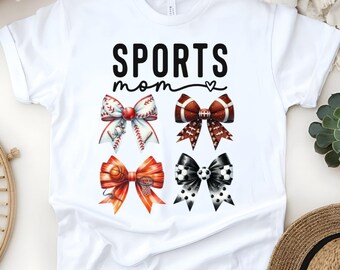 Sports Mom Bow T-Shirt: Team Spirit, Baseball, Basketball, Football