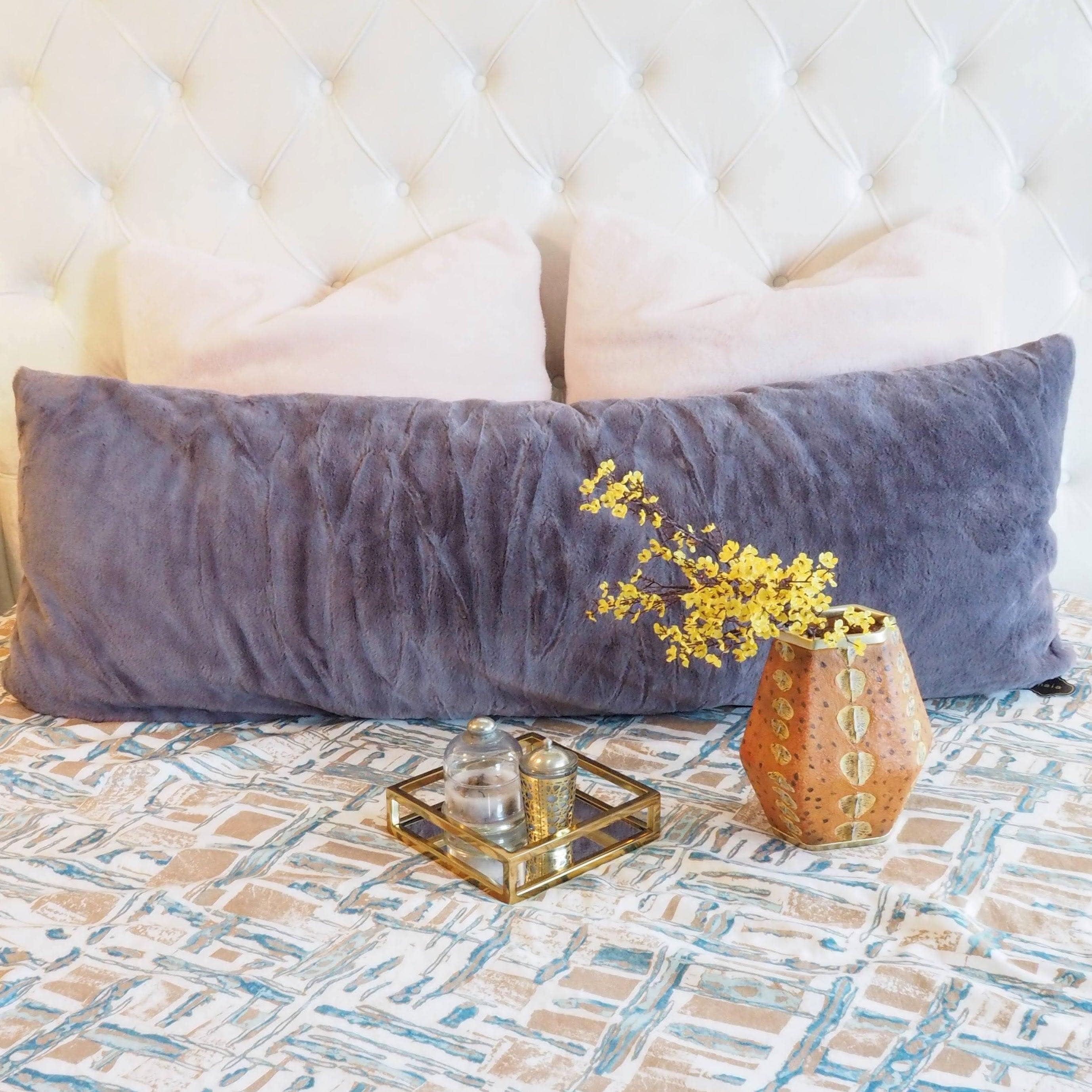 Faux Fur Body Pillow Lumbar Pillow Machine Washable Super Soft Fluffy