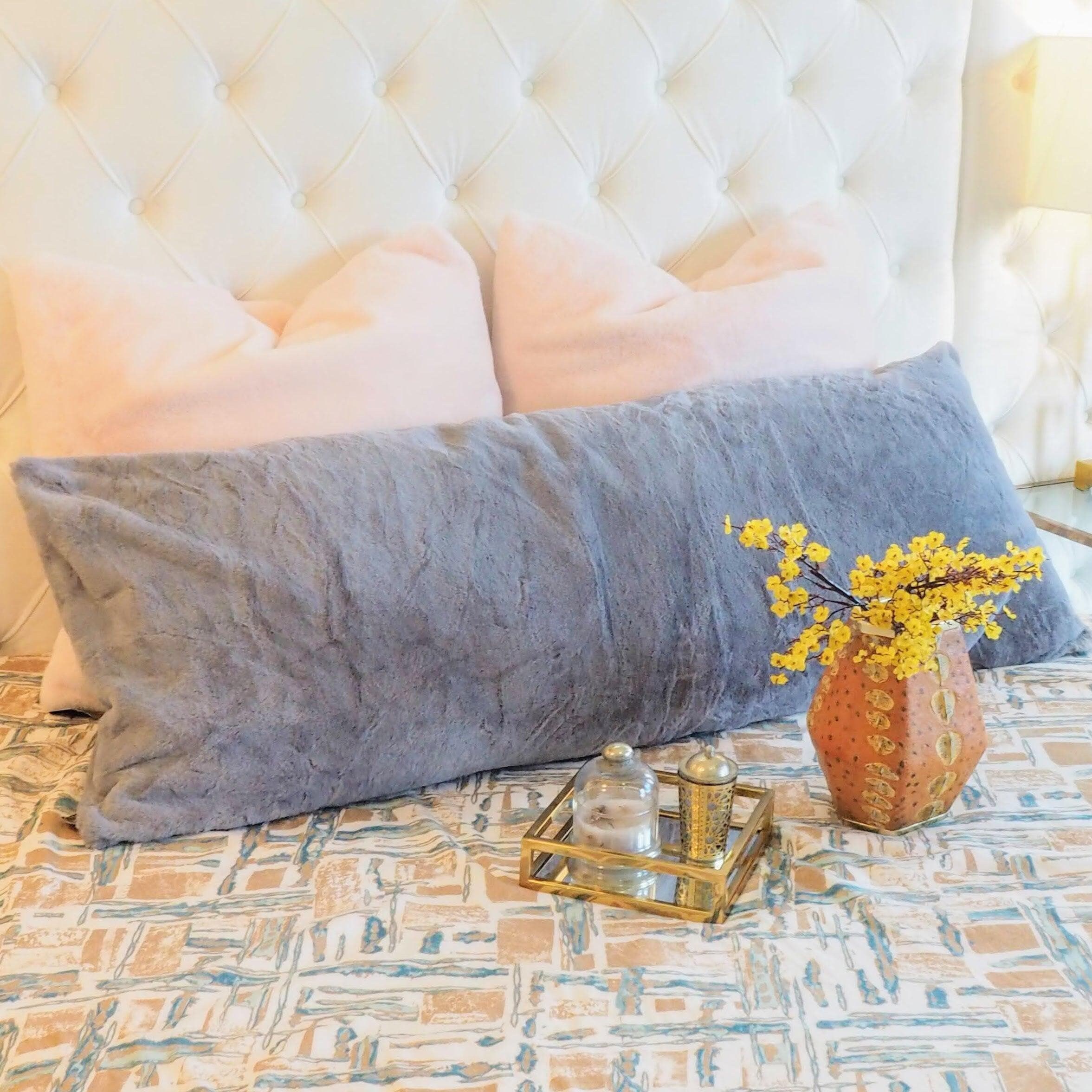 Faux Fur Body Pillow Lumbar Pillow Machine Washable Super Soft Fluffy