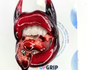 Lips popsockets - phone holder- popgrip - bloch - halloween - lips popsockets- lips cocker - badge reel - card holder - bloody lips