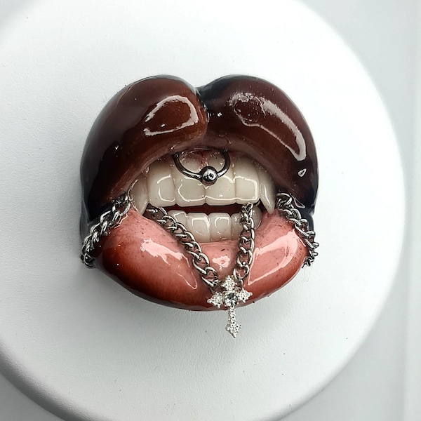 Handmade Lip Phone Grip: MagSafe Badge Reel Option