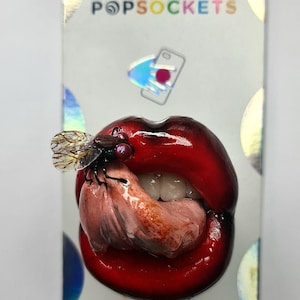 Custom Handmade Phone Grip, Keychain, Brooch & Lip Designs - Personalized with MagSafe  PopSockets badge reel Options housefly lips
