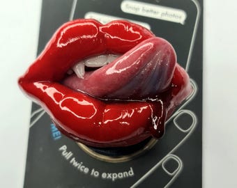 Vampire Custom Handmade Phone Grip, Keychain, Brooch & Lip Designs - Personalized with MagSafe  PopSockets badge reel Options