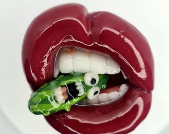 Soporte para teléfono con forma de labio de pepino encurtido: PopSockets MagSafe personalizados hechos a mano