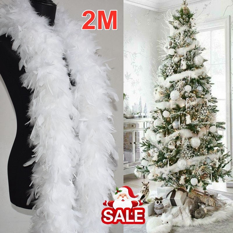 CHRISTMAS SPECIAL: White Marabou Boa W/ Iris Lurex to Enhance the Look of  Your Centerpiece Tree DIY 72 Inches 