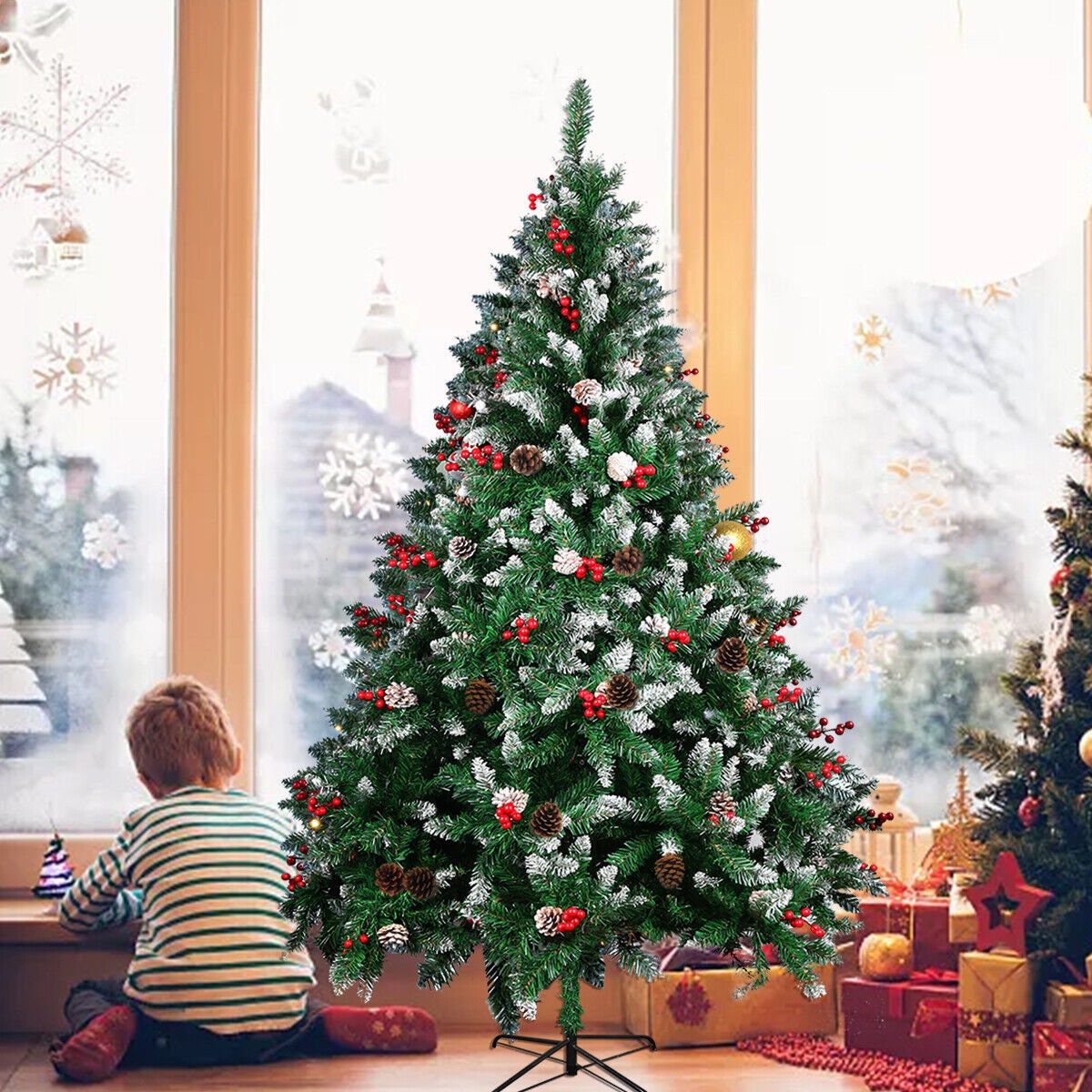 Bushy Christmas Tree With LED Fibre Optic Lights Metal Stand - Etsy UK