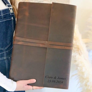 A3 Leather Journal, Personalised 17.5&quot;X12.5&quot; Extra Large Genuine Leather Journal, Handmade Sketchbook, Vintage Journal, Wedding Guest Book