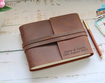 Álbum de fotos personalizado de piel, álbum de recortes vintage, regalo de aniversario