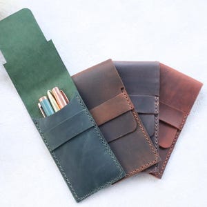 Personalised Leather Pen Pouch, Handmade Leather Pen Holder, Fountain Pen Holder, Pencil Case, Birthday Gift, Personalised Christmas Gift