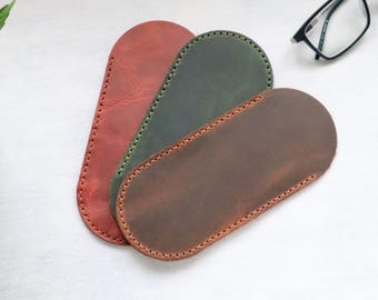 Estojo de couro personalizado para óculos, bolsa para óculos de sol feita à mão.