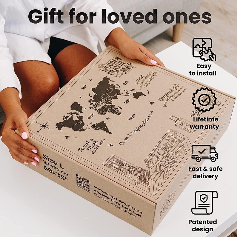 3D Wood World Map Wall Art Large Wood Wall Décor Housewarming Gift Idea