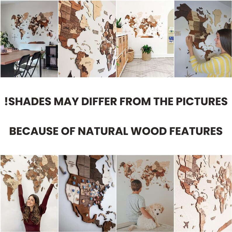 3D Wood World Map Wall Art Large Wood Wall Décor Housewarming Gift Idea