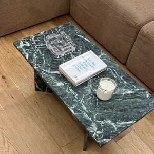 Handmade Green Marble Coffee Table, Modern Minimalist Living Room Decor