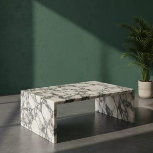 Mesa de centro de mármol Calacatta Viola hecha a mano, mueble moderno y minimalista para sala de estar.