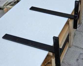 Heavy Duty Steel Floating Shelf Brackets, Industrial Wall Support, Black Rustic Hardware
