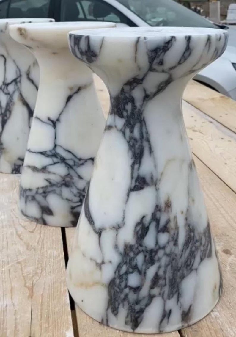 Calacatta viola Marble Side Table, Modern Handmade Round Accent Table, Luxury Natural Stone Furniture image 5