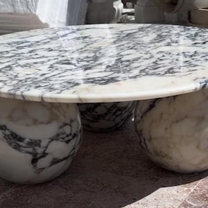 Calacatta Viola Marble Round Coffee Table, Natural Stone Modern Design image 1