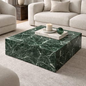 Green Marble Coffee Table, Rectangular Luxury Center Table