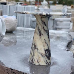 Calacatta viola Marble Side Table, Modern Handmade Round Accent Table, Luxury Natural Stone Furniture image 2