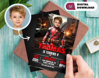 Superhero personalized invitation with photo - Super birthday card