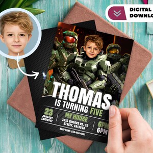 Invitación de cumpleaños personalizada con foto de Master Gamer - Invitación digital - Fiesta de Master 3591