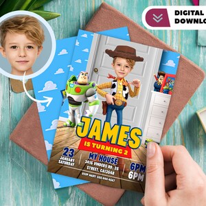 Woody personalisierte Einladung mit Foto - Toy Story Geburtstagskarte - Party 0829