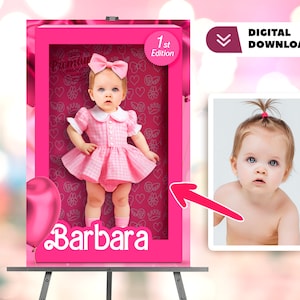 Puppenbox personalisiert mit Foto Willkommensschild - Puppenparty 2192