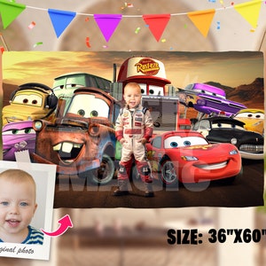Cars personalized with photo custom banner - Cars Birthday Banner - Party 5432