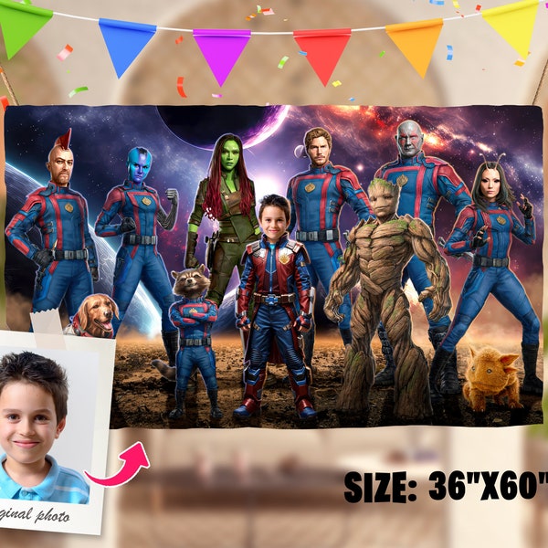 Guardians of the Galaxy personalized with photo custom banner - Galay Birthday Banner - Party 2450